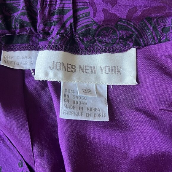 VTG Jones New York Purple Silk Midi Skirt sz 22 Straight Pencil Whimsygoth - Picture 4 of 8